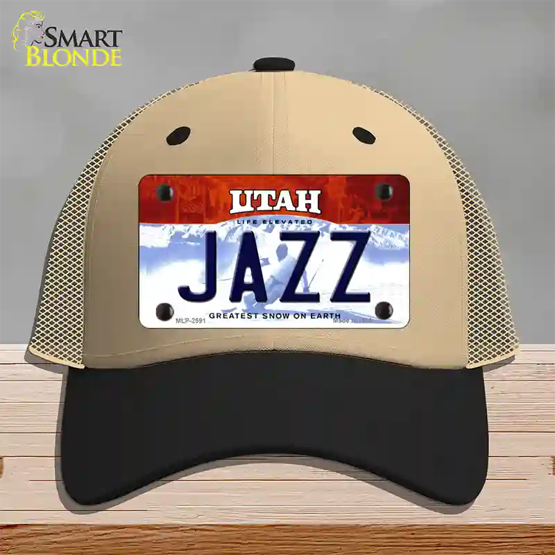 Jazz Utah State Novelty License Plate Hat Mesh / Khaki|Black