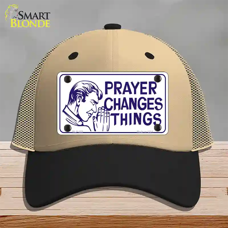 Prayer Changes Things Novelty License Plate Hat Mesh / Khaki|Black