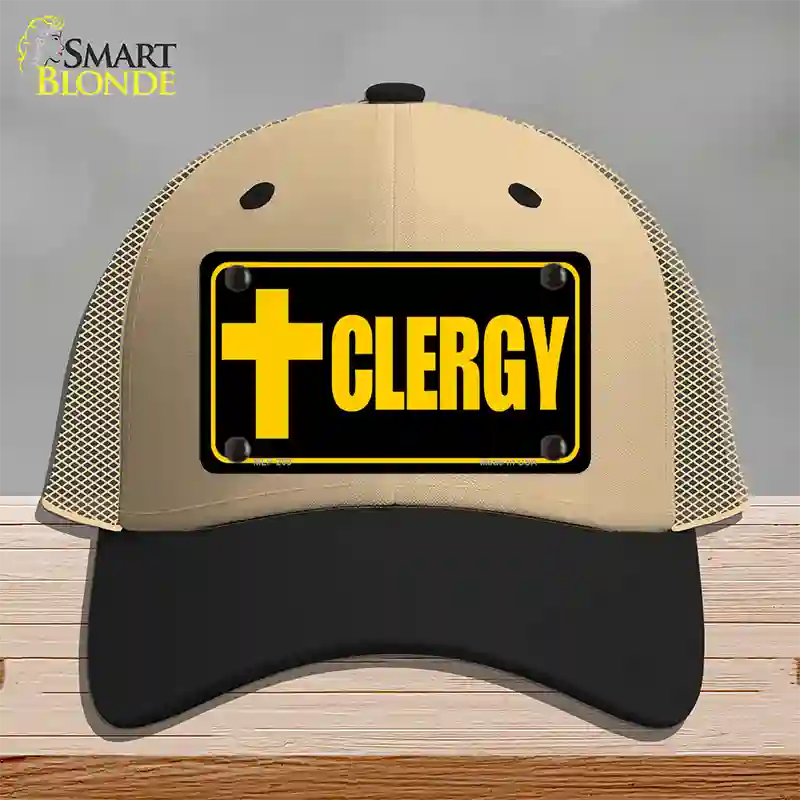 Clergy Vanity Novelty License Plate Hat Mesh / Khaki|Black