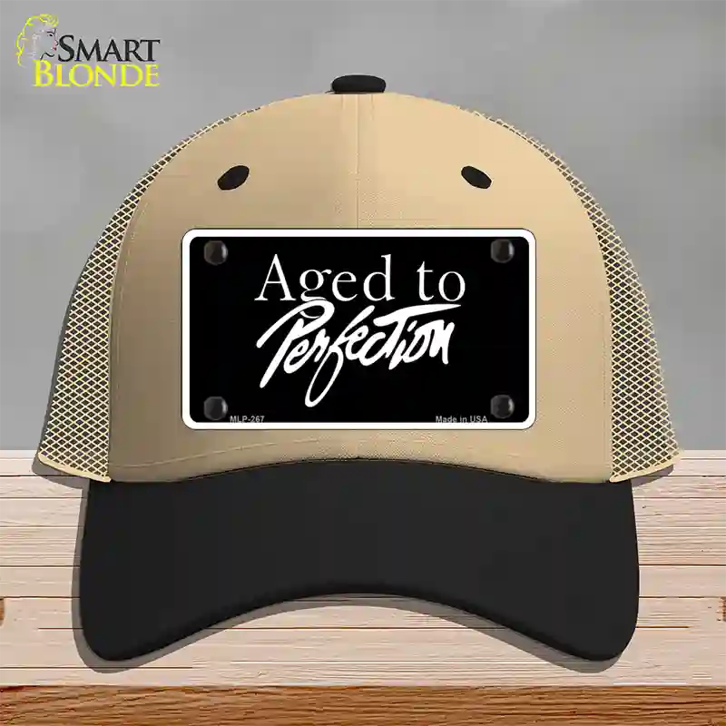 Aged To Perfection Novelty License Plate Hat Mesh / Khaki|Black