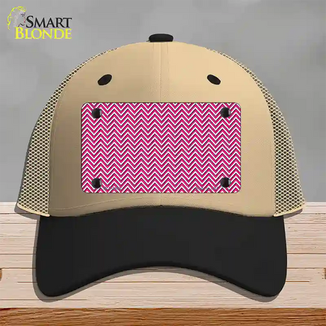 Pink White Chevron Novelty License Plate Hat Mesh / Khaki|Black