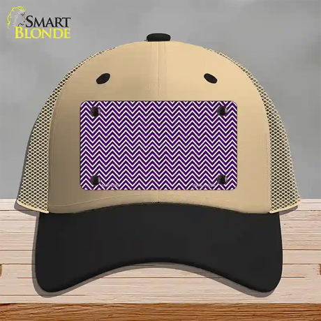 Purple White Chevron Novelty License Plate Hat Mesh / Khaki|Black