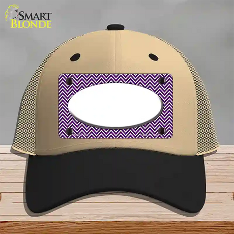 Purple White Chevon White Center Oval Novelty License Plate Hat Mesh / Khaki|Black