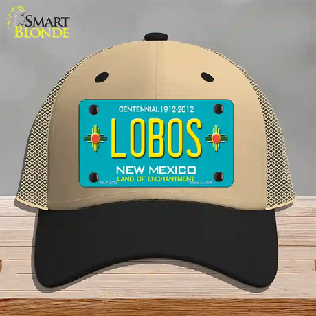 Lobos New Mexico Teal Novelty License Plate Hat Mesh / Khaki|Black