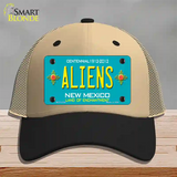 Aliens New Mexico Teal Novelty License Plate Hat Mesh / Khaki|Black