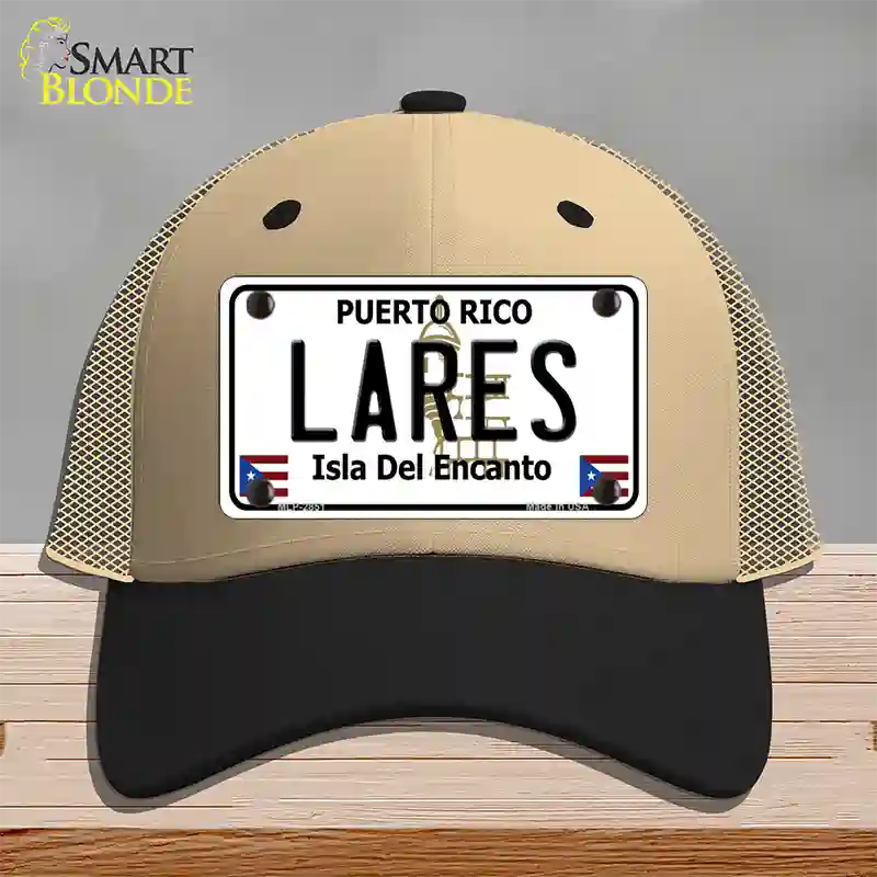 Lares Puerto Rico Novelty License Plate Hat Mesh / Khaki|Black