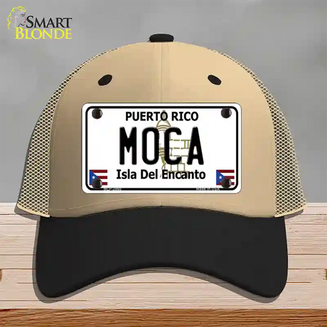 Moca Puerto Rico Novelty License Plate Hat Mesh / Khaki|Black