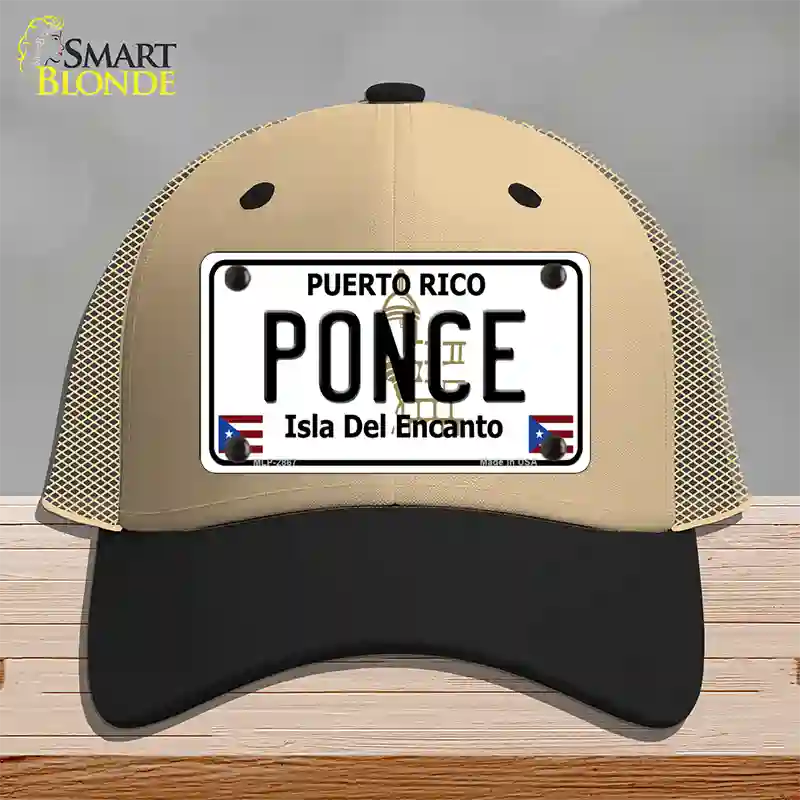 Ponce Puerto Rico Novelty License Plate Hat Mesh / Khaki|Black