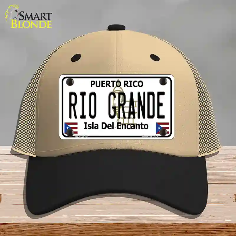 Rio Grande Puerto Rico Novelty License Plate Hat Mesh / Khaki|Black