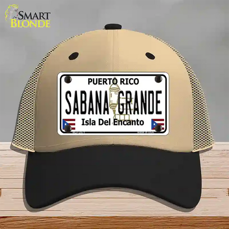 Sabana Grande Puerto Rico Novelty License Plate Hat Mesh / Khaki|Black