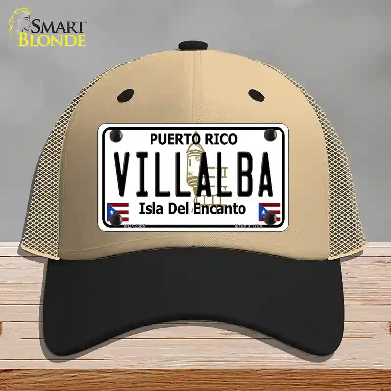 Villalba Puerto Rico Novelty License Plate Hat Mesh / Khaki|Black