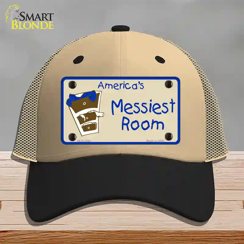 Americas Messiest Room Novelty License Plate Hat Mesh / Khaki|Black