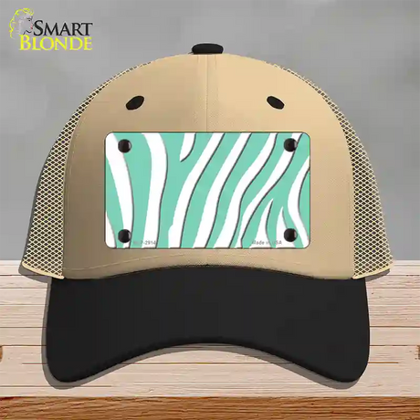 Mint White Zebra Novelty License Plate Hat Mesh / Khaki|Black