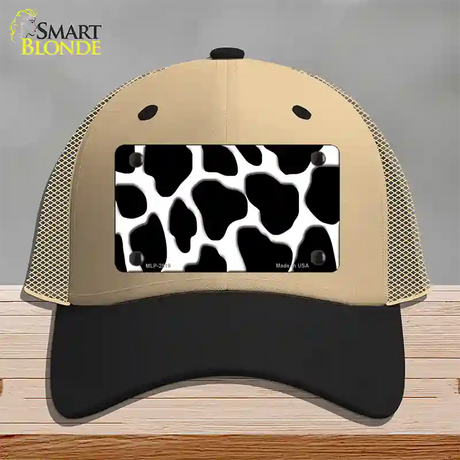 Black White Giraffe Novelty License Plate Hat Mesh / Khaki|Black