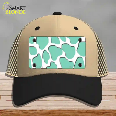 Mint White Giraffe Novelty License Plate Hat Mesh / Khaki|Black