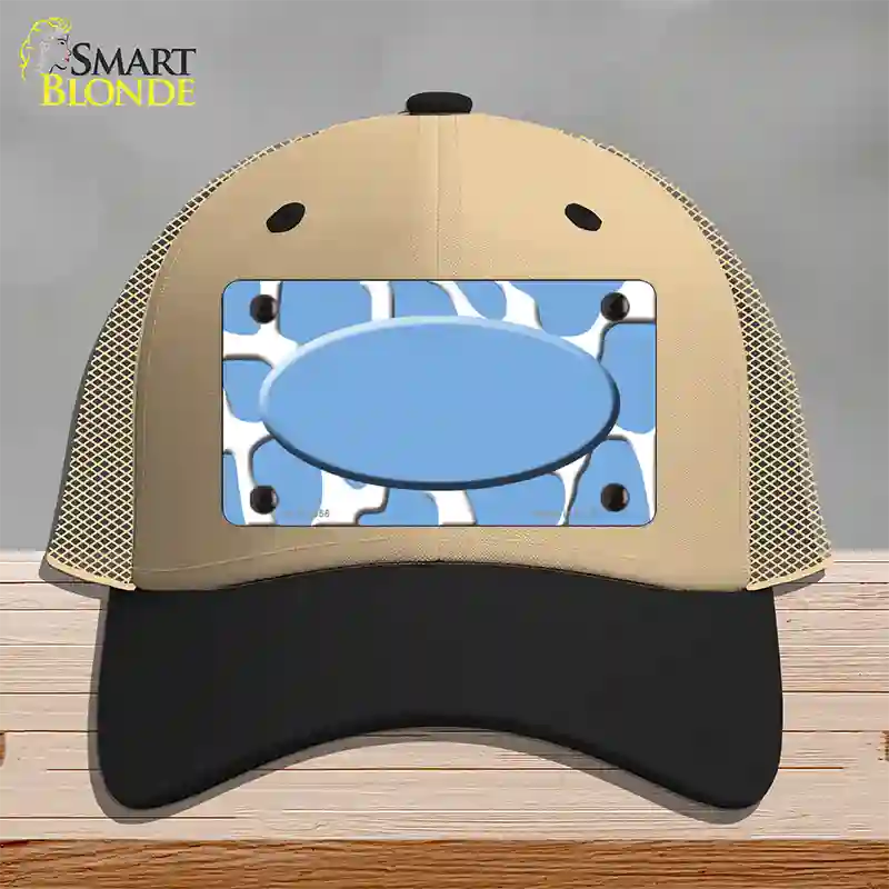 Light Blue White Giraffe Light Blue Center Oval Novelty License Plate Hat Mesh / Khaki|Black