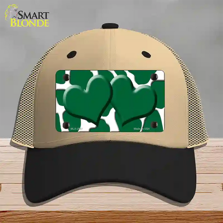 Green White Giraffe Green Centered Hearts Novelty License Plate Hat Mesh / Khaki|Black