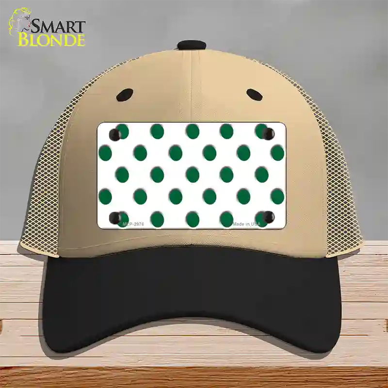 Green White Polka Dot Novelty License Plate Hat Mesh / Khaki|Black