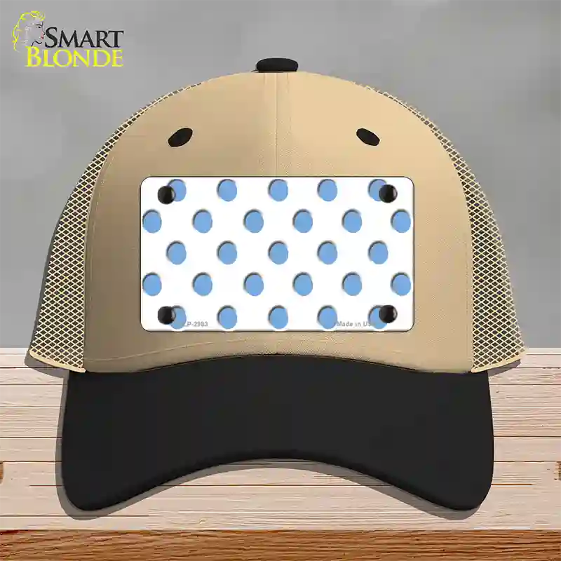 Light Blue White Polka Dot Novelty License Plate Hat Mesh / Khaki|Black