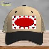 Red White Polka Dot Red Center Oval Novelty License Plate Hat Mesh / Khaki|Black