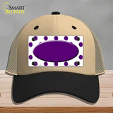 Purple White Polka Dot Purple Center Oval Novelty License Plate Hat Mesh / Khaki|Black