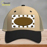 Brown White Polka Dot Brown Center Oval Novelty License Plate Hat Mesh / Khaki|Black