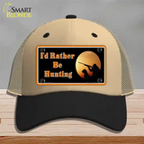 Id Rather Be Hunting Novelty License Plate Hat Mesh / Khaki|Black