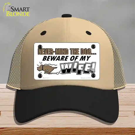 Beware Of My Wife Novelty License Plate Hat Mesh / Khaki|Black