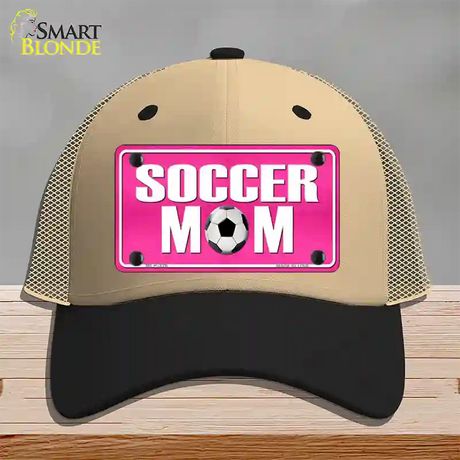 Soccer Mom Novelty License Plate Hat Mesh / Khaki|Black