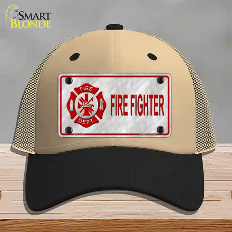 Firefighter Badge Novelty License Plate Hat Mesh / Khaki|Black