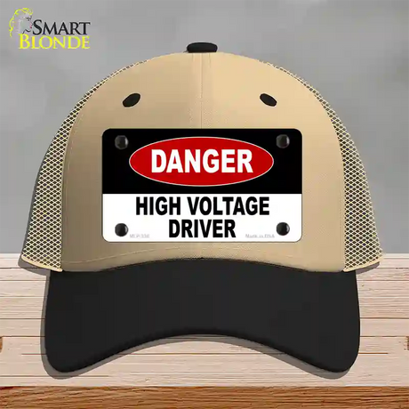 Danger High Voltage Driver Novelty License Plate Hat Mesh / Khaki|Black