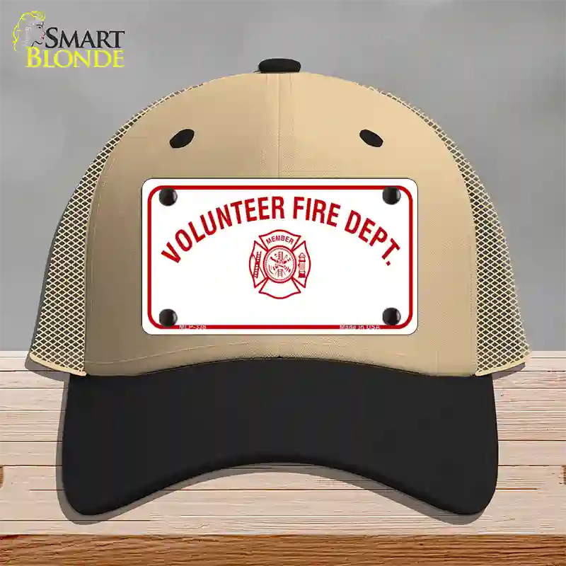 Volunteer Fire Department Novelty License Plate Hat Mesh / Khaki|Black