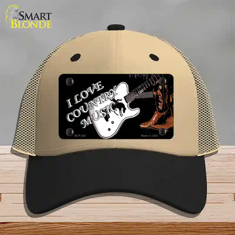 I Love Country Music Novelty License Plate Hat Mesh / Khaki|Black