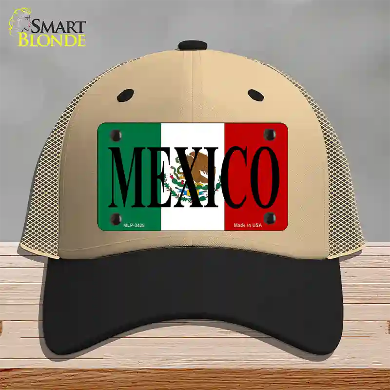 Mexico Novelty License Plate Hat Mesh / Khaki|Black