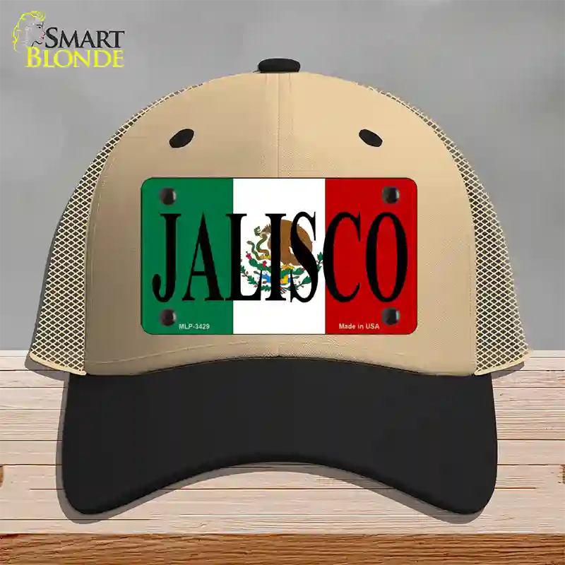 Jalisco Mexico Flag Novelty License Plate Hat Mesh / Khaki|Black