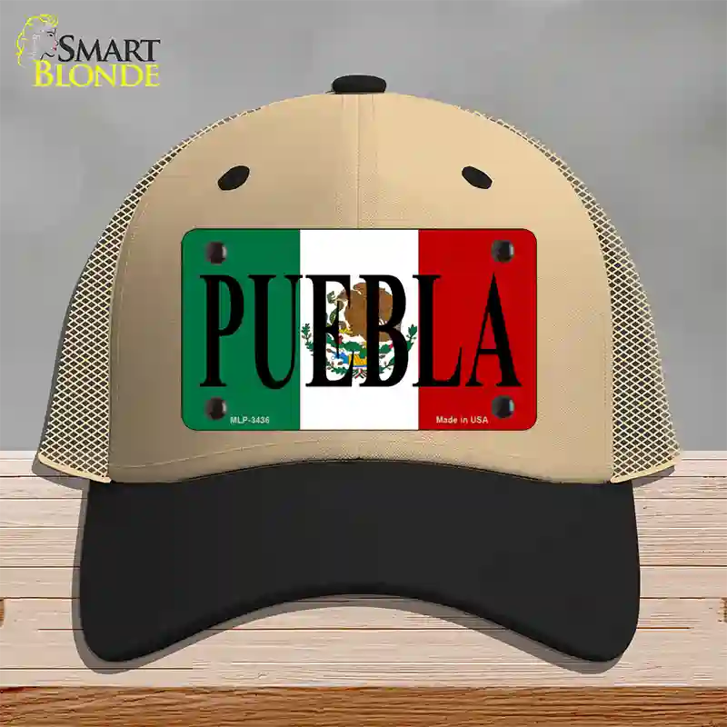 Puebla Novelty License Plate Hat Mesh / Khaki|Black