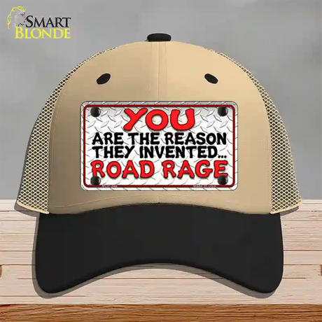 Invented Road Rage Novelty License Plate Hat Mesh / Khaki|Black