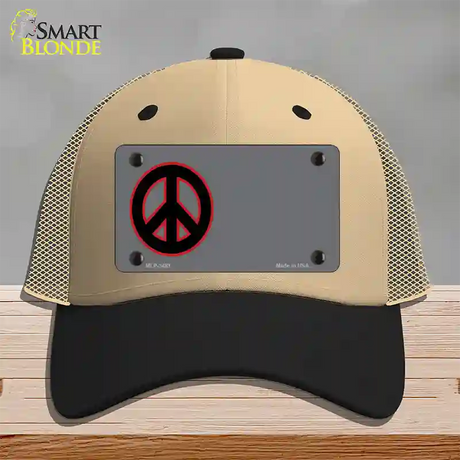 Peace Symbol Offset Novelty License Plate Hat Mesh / Khaki|Black