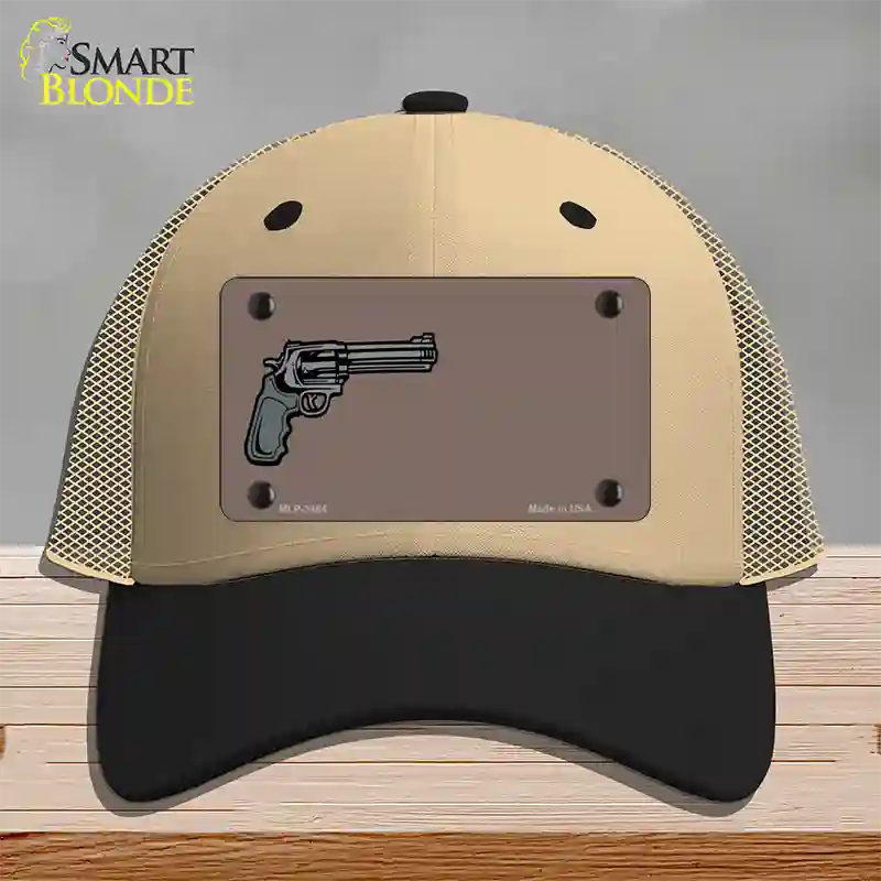 Gun Offset Customizable Novelty License Plate Hat Mesh / Khaki|Black