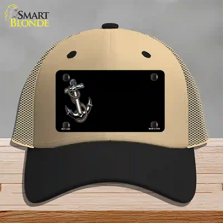 Anchor Offset Novelty License Plate Hat Mesh / Khaki|Black