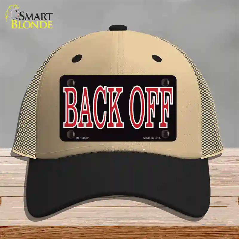 Back Off Black Novelty License Plate Hat Mesh / Khaki|Black