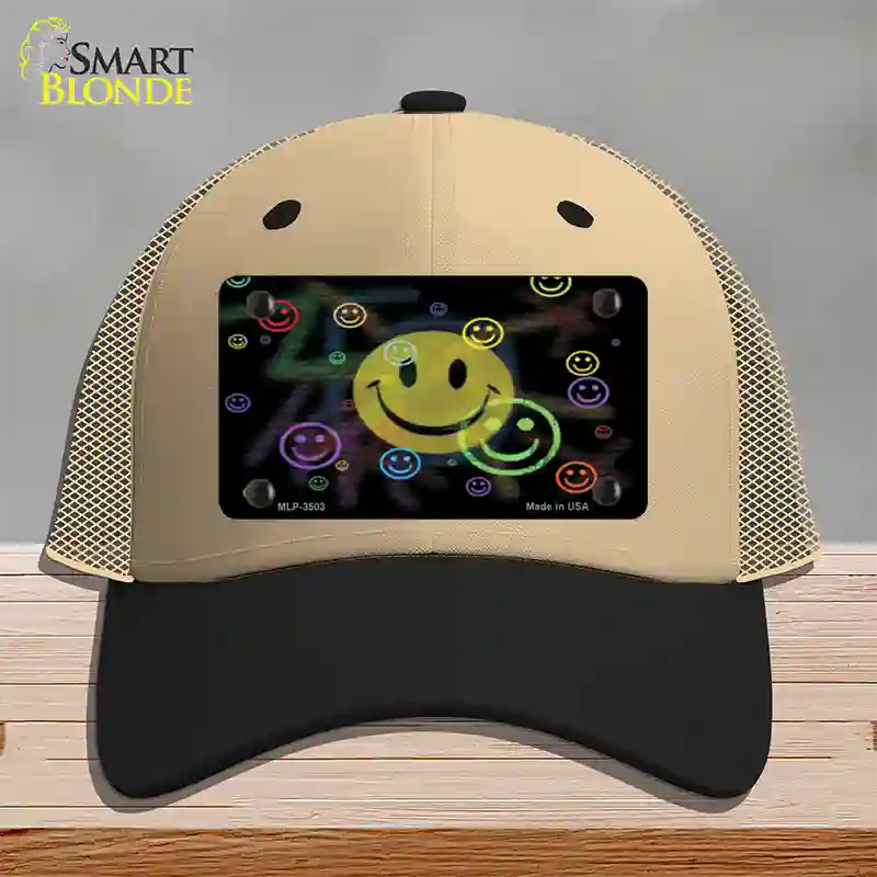 Smiley Novelty License Plate Hat Mesh / Khaki|Black