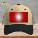 Red White Fade Scratched Novelty License Plate Hat Mesh / Khaki|Black