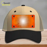 Orange White Fade Scratched Novelty License Plate Hat Mesh / Khaki|Black