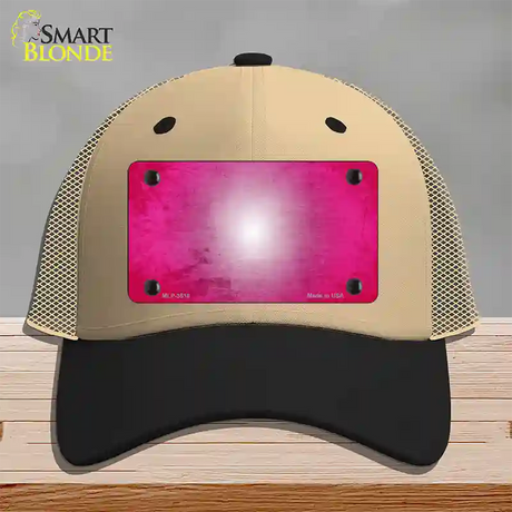 Pink White Fade Scratched Novelty License Plate Hat Mesh / Khaki|Black