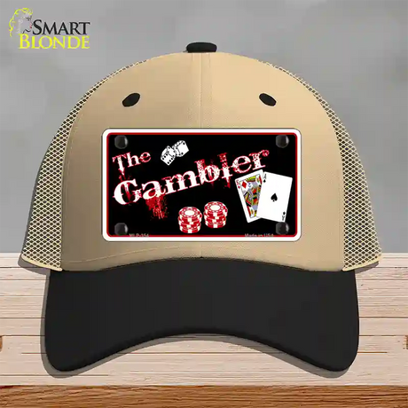 Gambler Novelty License Plate Hat Mesh / Khaki|Black