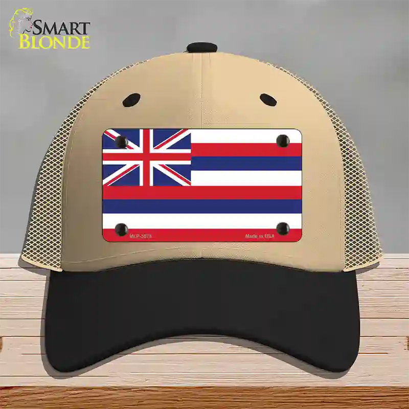 Hawaii Flag State Flag Novelty License Plate Hat Mesh / Khaki|Black