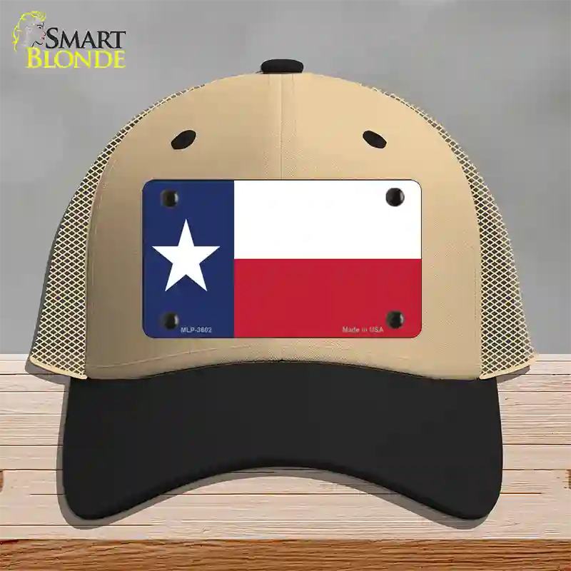 Texas State Flag Novelty License Plate Hat Mesh / Khaki|Black