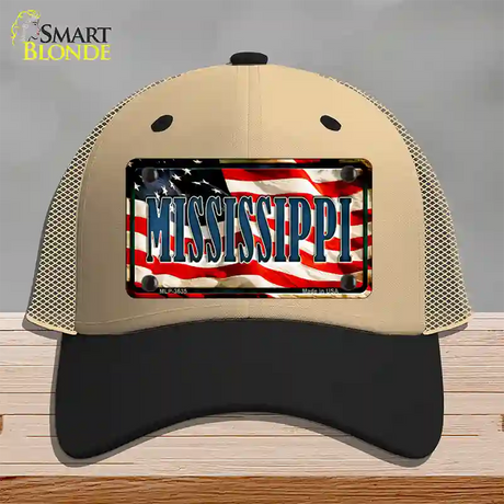 Mississippi USA Novelty License Plate Hat Mesh / Khaki|Black