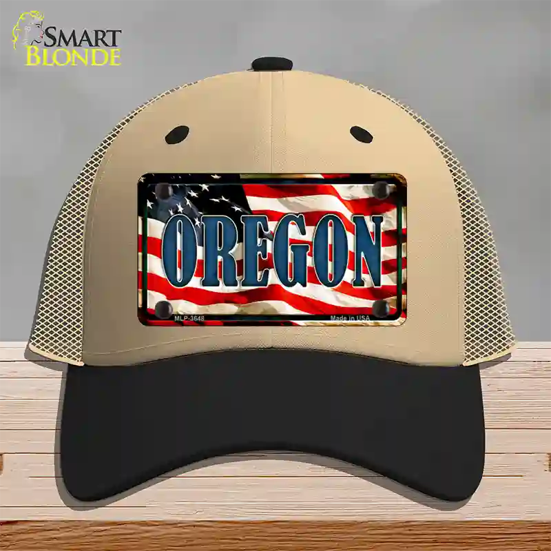 Oregon USA Novelty License Plate Hat Mesh / Khaki|Black